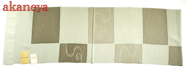 帯揚げ　正絹　ろうけつ染　灰緑系