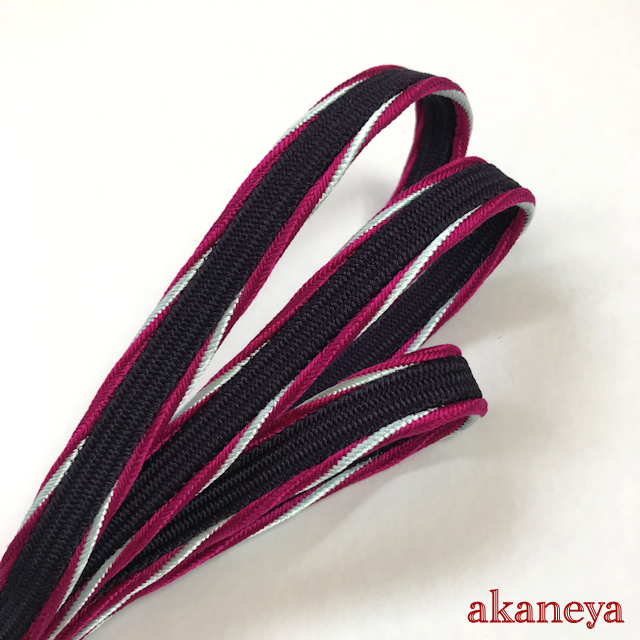 帯締め　〆　暗い赤紫　鮮やかな赤紫　白