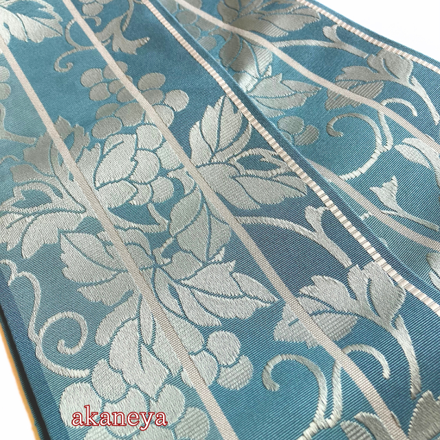 半幅帯　半巾帯　博多　正絹　ぶどう　両面　リバーシブル