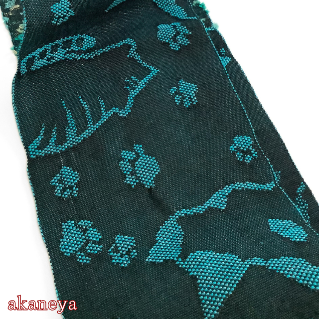 半幅帯　半巾帯　両面　リバーシブル　四寸帯　米沢織　猫　CAT