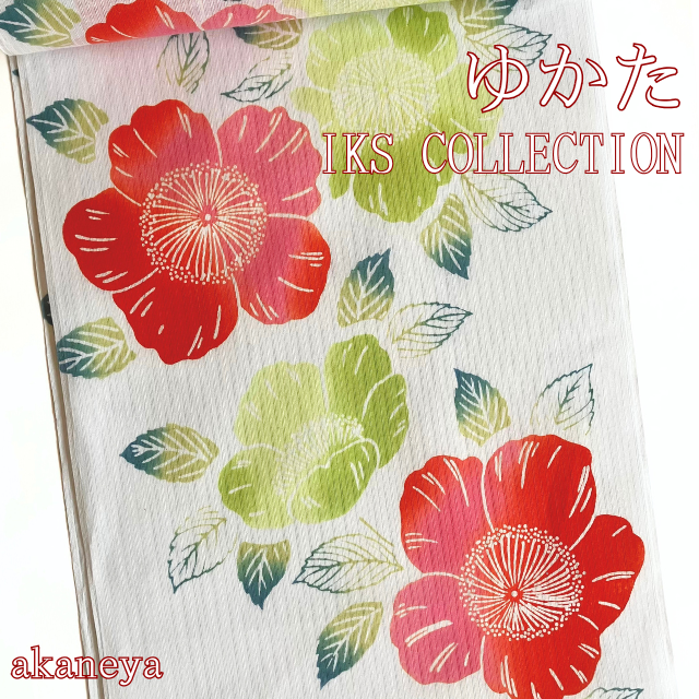 浴衣 反物 綿麻 IKS COLLECTION 綿麻しじら 花