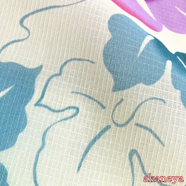 浴衣　反物　綿100％　綿紅梅　風の雅　朝顔　あさがお