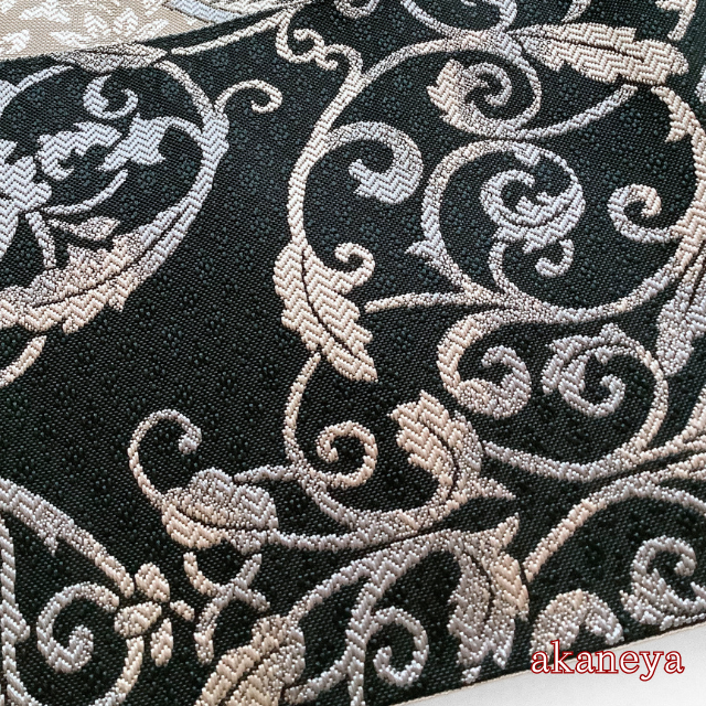 半幅帯　半巾帯　両面　リバーシブル　博多織　正絹