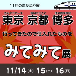 2025年11月14日（金）～16日（日）東京（きものサローネ）・京都（月一仕入れ）・博多（博多織求評会）、行ってきたので仕入れたものを「みてみて展」