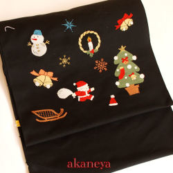 半幅帯☆クリスマス☆ハンドメイド☆綿 ob02-23-101main.jpg