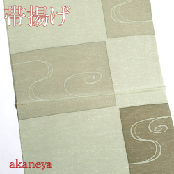 帯揚げ　正絹　ろうけつ染　灰緑系